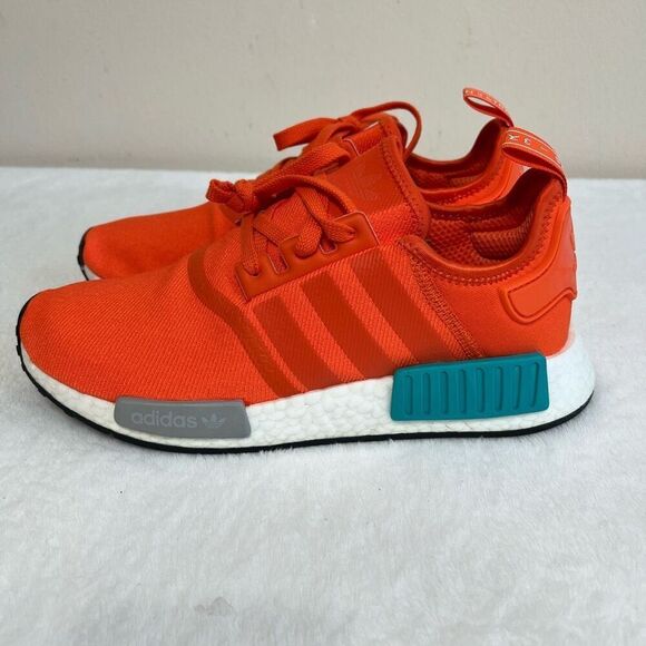 Adidas NMD R1 Orange Lace Up Sneakers 9 Men NEW - Picture 3 of 8
